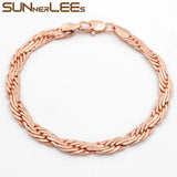 Rose Bracelet 6mm Braided Woven Link Chain