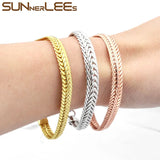Rose Bracelet 6mm Flat Snake Chain Mens Womens Gift C07