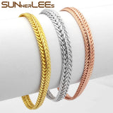 Rose Bracelet 6mm Flat Snake Chain Mens Womens Gift C07