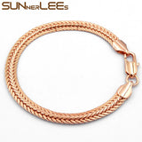 Rose Bracelet 6mm Flat Snake Chain Mens Womens Gift C07