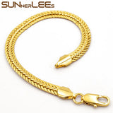 Rose Bracelet 6mm Flat Snake Chain Mens Womens Gift C07