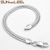 Rose Bracelet 6mm Flat Snake Chain Mens Womens Gift C07