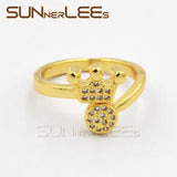 Crown Clear Cubic Zirconia Gold-Color Resizable Opening Ring