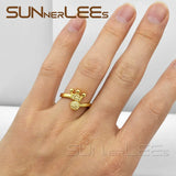 Crown Clear Cubic Zirconia Gold-Color Resizable Opening Ring