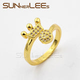 Crown Clear Cubic Zirconia Gold-Color Resizable Opening Ring