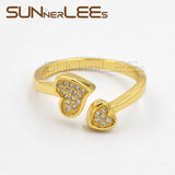 Heart-Shaped Clear Cubic Zirconia Gold-Color Resizable Rings