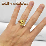 Leaf-Shaped Cubic Zirconia Gold-Color Ring