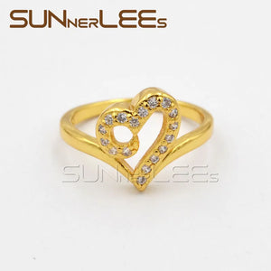 Heart-Shaped Clear CZ Gold-Color Ring R59 Y