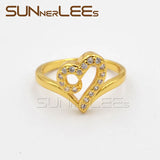 Heart-Shaped Clear CZ Gold-Color Ring R59 Y