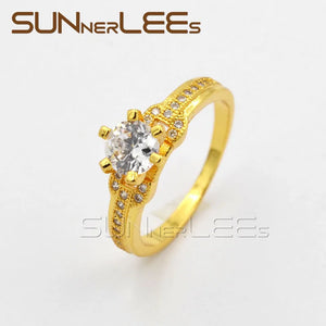 CZ Gold Rings for Women Engagement Wedding R62 Y