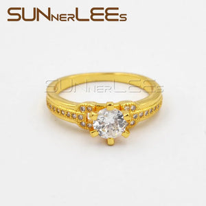 CZ Gold Rings for Women Engagement Wedding R62 Y