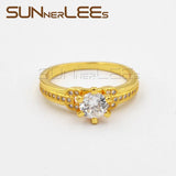 CZ Gold Rings for Women Engagement Wedding R62 Y
