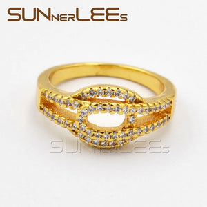 High Jewelry Women Girl Wedding Party Gift Clear Cubic Zirconia Gold-Color Rings