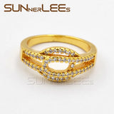 High Jewelry Women Girl Wedding Party Gift Clear Cubic Zirconia Gold-Color Rings
