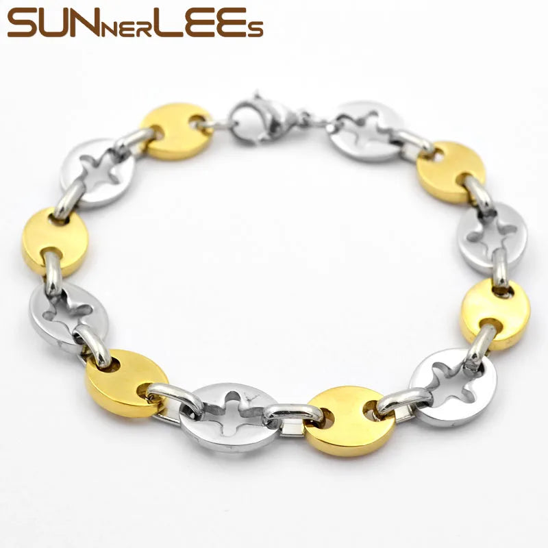 Stainless Steel Geometric Link Chain Bracelet 11mm