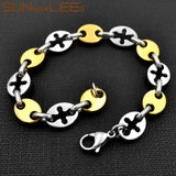 Stainless Steel Geometric Link Chain Bracelet 11mm