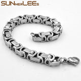 Stainless Steel Bracelet 5mm~9mm Box Byzantine Link Chain