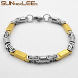 Stainless Steel Geometric Byzantine Box Link Chain Bracelet