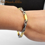 Stainless Steel Geometric Byzantine Box Link Chain Bracelet
