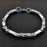 Stainless Steel Geometric Byzantine Box Link Chain Bracelet