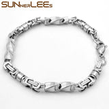 Geometric Byzantine Link Chain Stainless Steel Bracelet