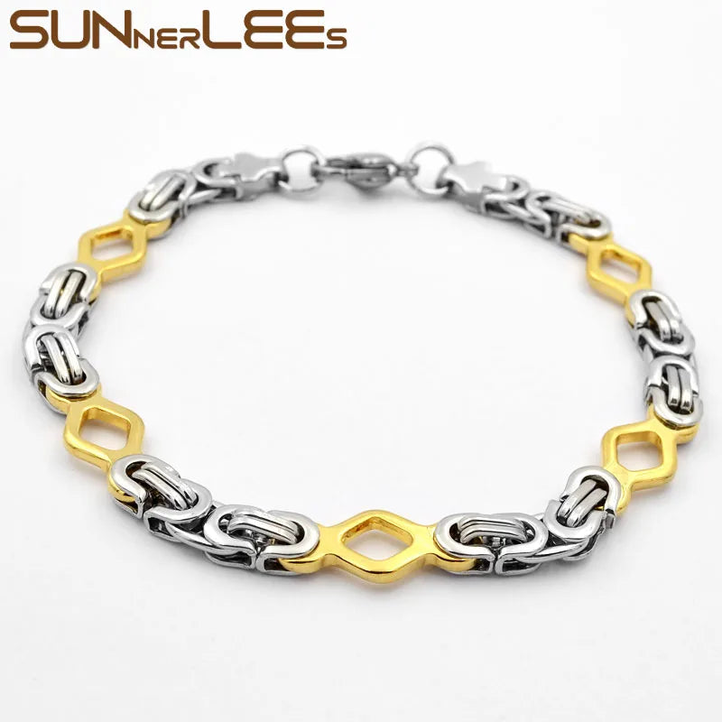 Stainless Steel Byzantine Link Chain Bracelet 6mm