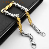 Geometric Byzantine Link Chain Stainless Steel Bracelet