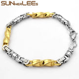 Geometric Byzantine Link Chain Stainless Steel Bracelet