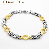 Stainless Steel Byzantine Link Chain Bracelet 6mm