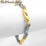 Geometric Byzantine Link Chain Stainless Steel Bracelet