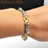 Stainless Steel Byzantine Link Chain Bracelet 6mm