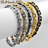 Stainless Steel Geometric Link Chain Bracelet 6mm Silver Plated SC150