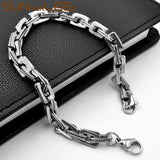 Stainless Steel Geometric Link Chain Bracelet 6mm Silver Plated SC150