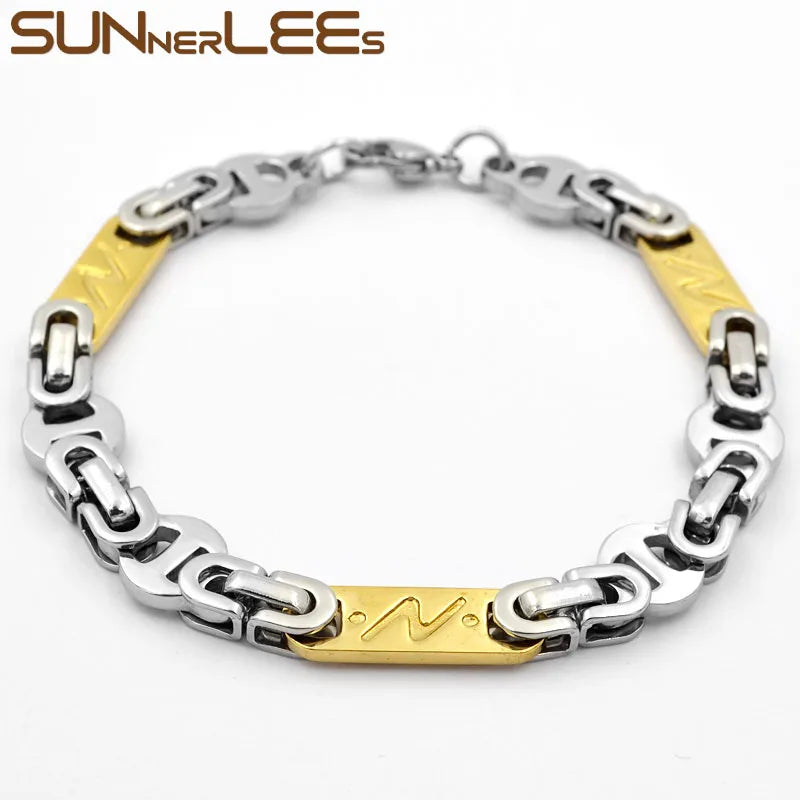 Byzantine Link Chain Stainless Steel Bracelet 8mm