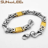 Geometric Byzantine Link Chain Bracelet Silver Plated