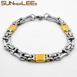 Geometric Byzantine Link Chain Bracelet Silver Plated