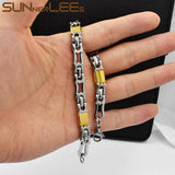Geometric Byzantine Link Chain Bracelet Silver Plated