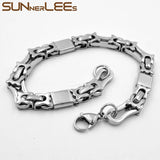 Geometric Byzantine Link Chain Bracelet Silver Plated