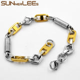 Stainless Steel Geometric Link Chain Bracelet 8mm Silver Plated Unisex Gift