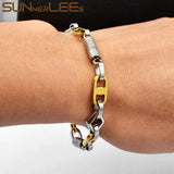 Stainless Steel Geometric Link Chain Bracelet 8mm Silver Plated Unisex Gift