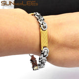 Stainless Steel Byzantine Link Chain Bracelet 9mm