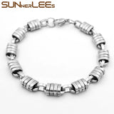 Stainless Steel Geometric Byzantine Link Chain Bracelet 9mm Silver Plated