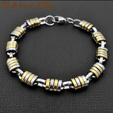 Stainless Steel Geometric Byzantine Link Chain Bracelet 9mm Silver Plated