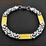 Stainless Steel Byzantine Link Chain Bracelet 9mm