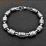 Stainless Steel Geometric Byzantine Link Chain Bracelet 9mm Silver Plated