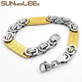 Stainless Steel Byzantine Link Chain Bracelet 9mm