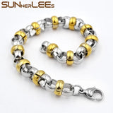 9mm Link Chain Silver Plated Stainless Steel Bracelet for Men Women