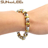 9mm Link Chain Silver Plated Stainless Steel Bracelet for Men Women
