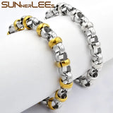 9mm Link Chain Silver Plated Stainless Steel Bracelet for Men Women