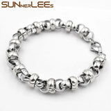 9mm Link Chain Silver Plated Stainless Steel Bracelet for Men Women